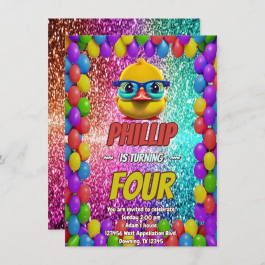 Uitnodiging voor verjaardagsfeestje van een op maa (Voorkant / Achterkant)