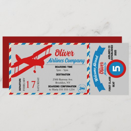 Uitnodiging voor verjaardagsfeestje van het vliegt (Voorkant / Achterkant)