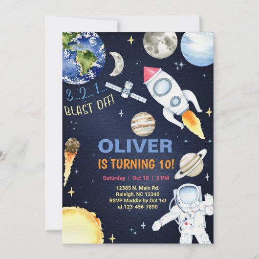 Uitnodiging voor verjaardagsfeestje van jongen in  (Voorkant)