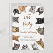 Uitnodiging voor verjaardagsfeestje van Kattenfees (Voorkant / Achterkant)