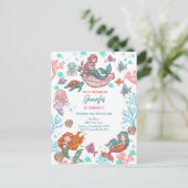 Uitnodiging voor verjaardagsfeestje van Kleine Zee (Staand voorkant)