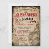 Uitnodiging voor verjaardagsfeestje van Magic Wiza (Voorkant)