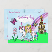 Uitnodiging voor verjaardagsfeestje van mooie blon (Voorkant / Achterkant)