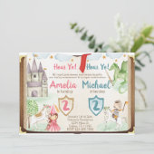 Uitnodiging voor verjaardagsfeestje van prinses en (Staand voorkant)