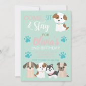 Uitnodiging voor verjaardagsfeestje van puppy (Voorkant)