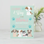 Uitnodiging voor verjaardagsfeestje van puppy (Staand voorkant)