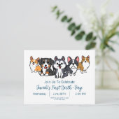 Uitnodiging voor verjaardagsfeestje van puppy met (Staand voorkant)