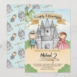 Uitnodiging voor verjaardagsfeestje van ridder en 