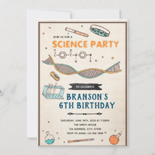 Uitnodiging voor verjaardagsfeestje van Science