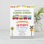 Uitnodiging voor verjaardagsfeestje van treinjonge (Staand voorkant)
