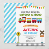 Uitnodiging voor verjaardagsfeestje van treinjonge (Voorkant / Achterkant)