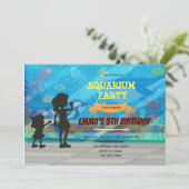 Uitnodiging voor verjaardagsfeestje voor aquarium (Staand voorkant)