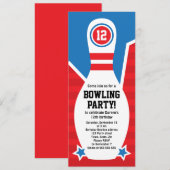 Uitnodiging voor verjaardagsfeestje voor Bowling m (Voorkant / Achterkant)