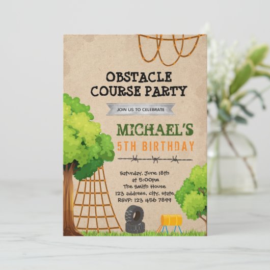 Uitnodiging voor verjaardagsfeestje voor buitencur (Staand voorkant)