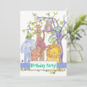 Uitnodiging voor verjaardagsfeestje voor dierentui (Staand voorkant)