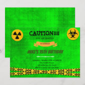 Uitnodiging voor verjaardagsfeestje voor gevaarlij (Voorkant / Achterkant)