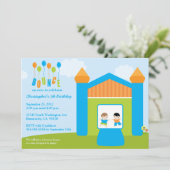 Uitnodiging voor verjaardagsfeestje voor jongens (Staand voorkant)