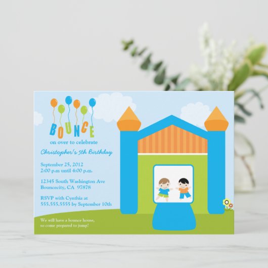 Uitnodiging voor verjaardagsfeestje voor jongens (Staand voorkant)