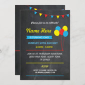 Uitnodiging voor verjaardagsfeestje voor jongens e (Voorkant / Achterkant)