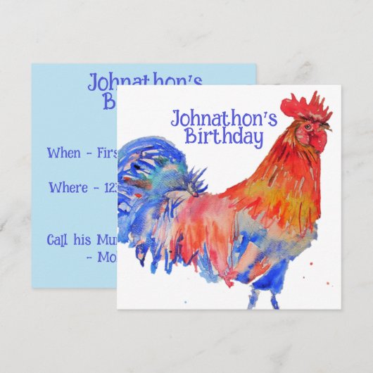 Uitnodiging voor verjaardagsfeestje voor jongens v (Voorkant / Achterkant)