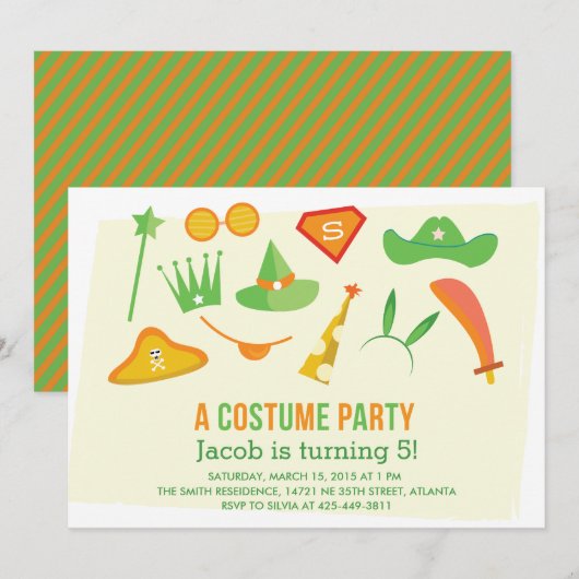 Uitnodiging voor verjaardagsfeestje voor jongens v (Voorkant / Achterkant)