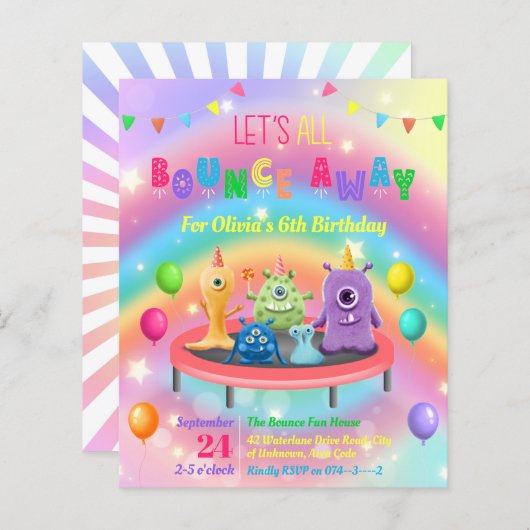 Uitnodiging voor verjaardagsfeestje voor kind op t (Voorkant / Achterkant)