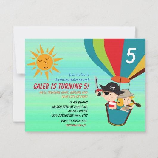 Uitnodiging voor verjaardagsfeestje voor kinderen  (Voorkant)