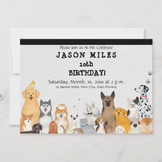 Uitnodiging voor verjaardagsfeestje voor kinderen, (Voorkant)