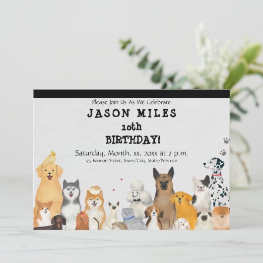 Uitnodiging voor verjaardagsfeestje voor kinderen, (Staand voorkant)