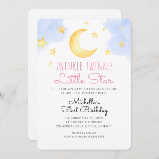 Uitnodiging voor verjaardagsfeestje voor Little St (Voorkant / Achterkant)