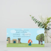 Uitnodiging voor verjaardagsfeestje voor meisjes i (Staand voorkant)