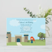 Uitnodiging voor verjaardagsfeestje voor meisjes i (Staand voorkant)