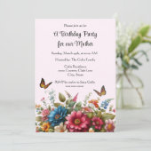 Uitnodiging voor verjaardagsfeestje voor moeder (Staand voorkant)