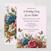 Uitnodiging voor verjaardagsfeestje voor moeder (Voorkant / Achterkant)