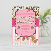 Uitnodiging voor verjaardagsfeestje voor Paris Gir (Staand voorkant)