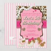 Uitnodiging voor verjaardagsfeestje voor Paris Gir (Voorkant / Achterkant)