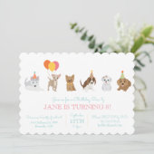 Uitnodiging voor verjaardagsfeestje voor puppy's (Staand voorkant)