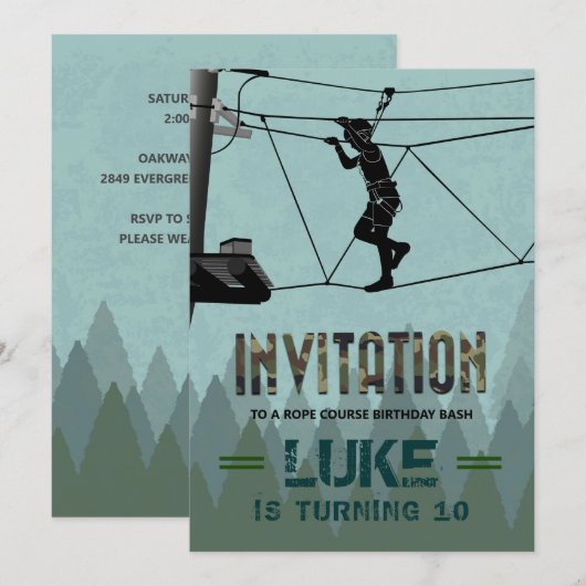 Uitnodiging voor verjaardagsfeestje voor touwcursu (Voorkant / Achterkant)