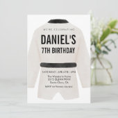 Uitnodiging voor verjaardagsfeestje voor vechtspor (Staand voorkant)