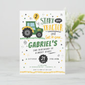 Uitnodiging voor verjaardagsfeestje waterverf Trac (Staand voorkant)