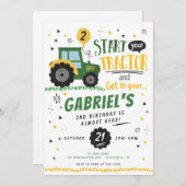 Uitnodiging voor verjaardagsfeestje waterverf Trac (Voorkant / Achterkant)