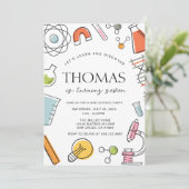 Uitnodiging voor verjaardagsfeestje Wetenschap • M (Staand voorkant)