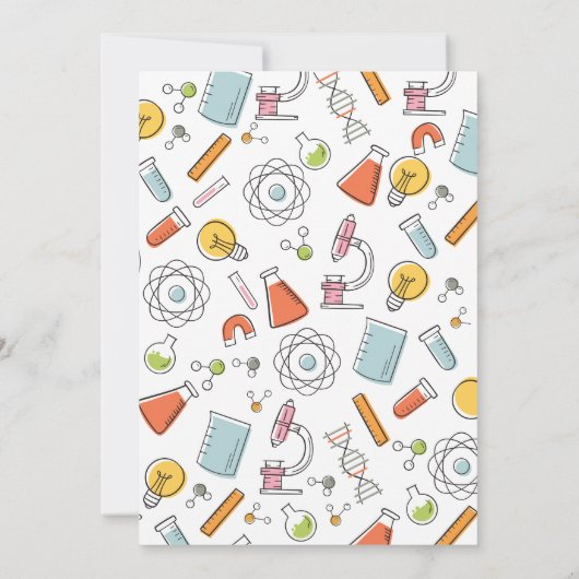 Uitnodiging voor verjaardagsfeestje Wetenschap • M (Achterkant)