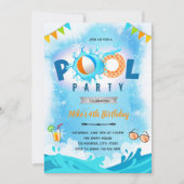 Uitnodiging voor verjaardagsfeestje zwembad in de  (Voorkant)