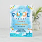 Uitnodiging voor verjaardagsfeestje zwembad in de  (Staand voorkant)