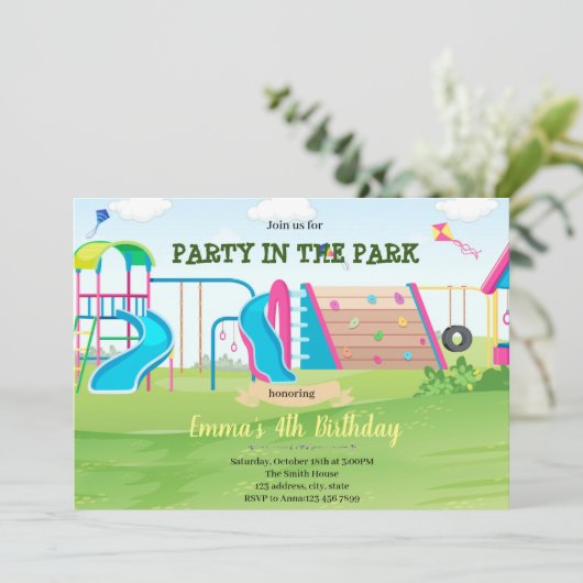 Uitnodiging voor verjaardagsfeestjes (Staand voorkant)