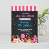 Uitnodiging voor verjaardagsfeestjes in Sweet-wink (Staand voorkant)