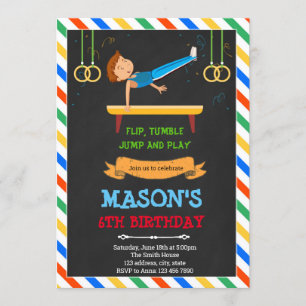 Uitnodiging voor verjaardagsfeestjes voor Gymnasti