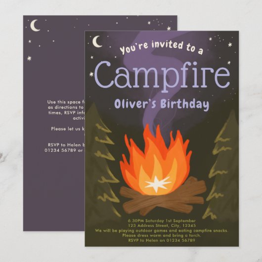 Uitnodiging voor verjaardagsfeestjes voor kinderen (Voorkant / Achterkant)