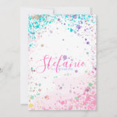 Uitnodiging voor verjaardagsfeestjes voor kleurrij (Achterkant)